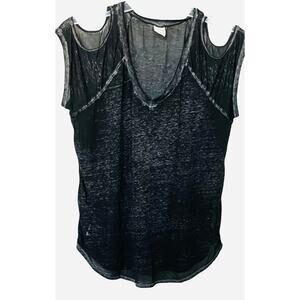 TERRA & SKY COLD SHOULDER CAP SLV PULL-OVER TOP, WOMENS, 0X (14W), BLACK/GREY